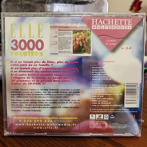 Elle - 3000 Recettes Recipes PC Mac Game Software Sealed - Picture 2 of 2
